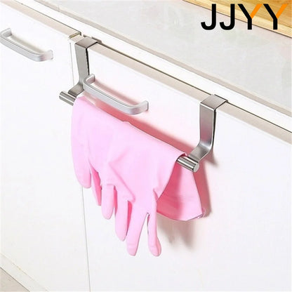 Stainless Steel Towel Bar Holder Kitchen Cabinet Cupboard Door Hanging Rack Bathroom Door Kitchen Storage Hanger