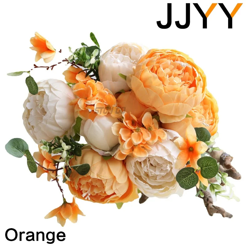 Artificial Flowers Bouquet 13 Heads European Style Peony Silk Flowers High Quality Plastic Flowers Fake Daisy Accessories