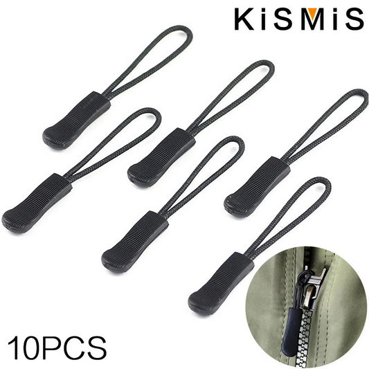 10PCS Zipper Head Extension Cord Tags Pulls Slider Cord Rope Puller Ends Lock Zip Clip Buckle for Bag Outdoor