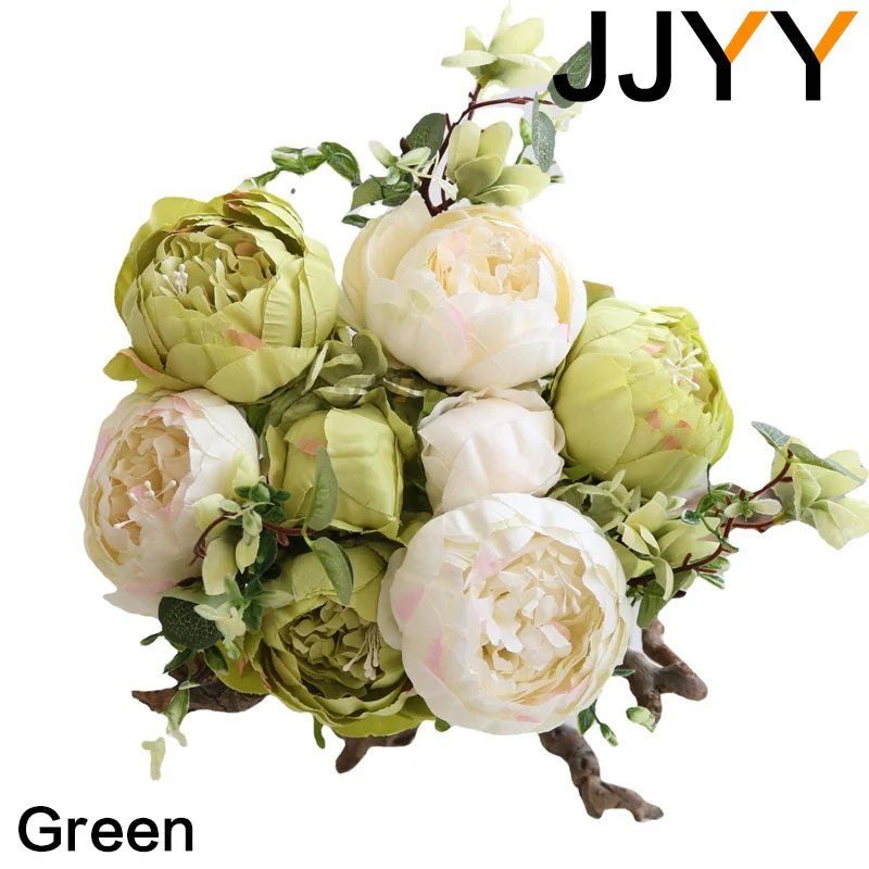 Artificial Flowers Bouquet 13 Heads European Style Peony Silk Flowers High Quality Plastic Flowers Fake Daisy Accessories