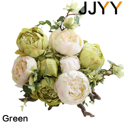 Artificial Flowers Bouquet 13 Heads European Style Peony Silk Flowers High Quality Plastic Flowers Fake Daisy Accessories