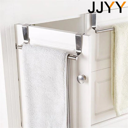 Stainless Steel Towel Bar Holder Kitchen Cabinet Cupboard Door Hanging Rack Bathroom Door Kitchen Storage Hanger