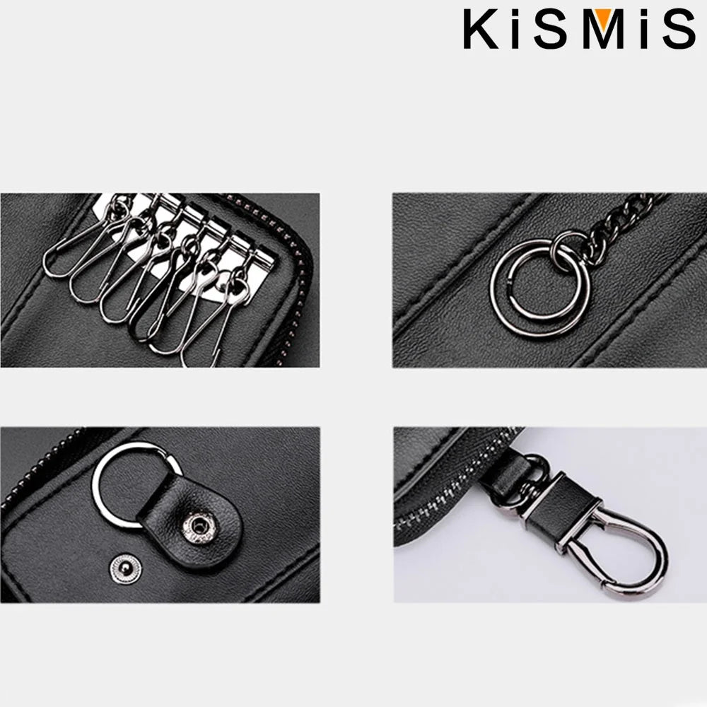 Genuine Leather KeyChain Unisex Key Bag Multifunction Organizer Wallet Holder Smart Housekeeper Car Small Key Case Keys Pouch