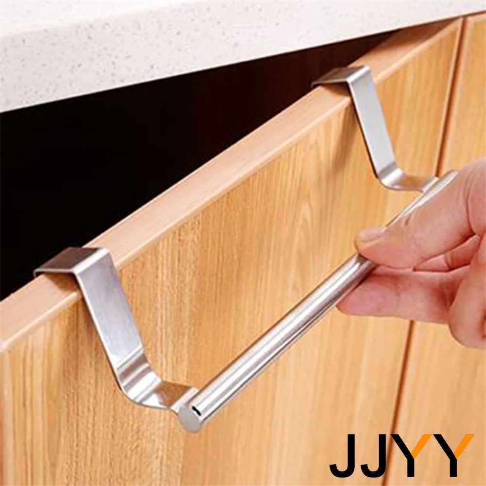 Stainless Steel Towel Bar Holder Kitchen Cabinet Cupboard Door Hanging Rack Bathroom Door Kitchen Storage Hanger