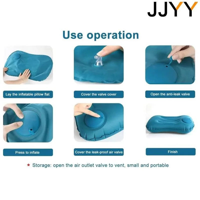 Travel Pillow Air Inflatable Airplane Car Pillows Pillow Folding Press Type Bed Pillows Neck Cushion Home Office Supplies