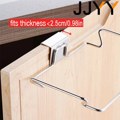 Kitchen Trash Rack Cabinet Door Garbage Bags Holder Stainless Steel Closet Garbage Storage Holder