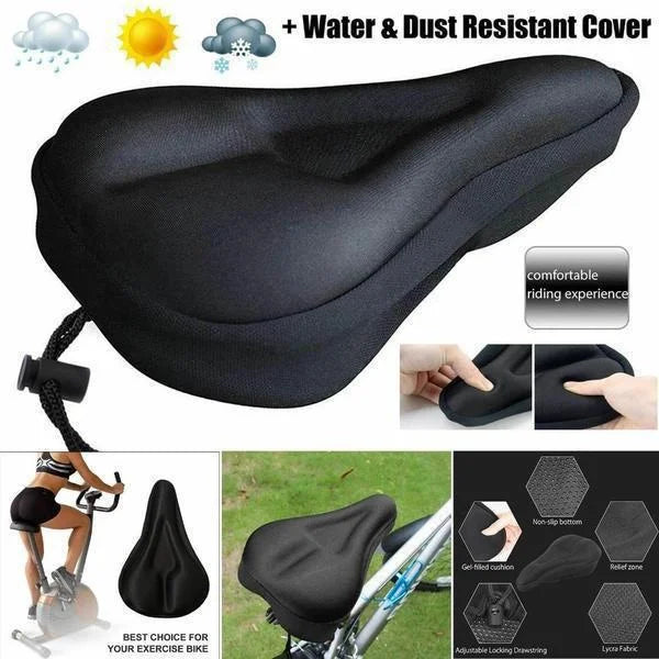 Bike Seat Cover Padded Wide Gel Soft Pad Exercise Bike Seat Cushion Wide Foam Bicycle Seat Cushion