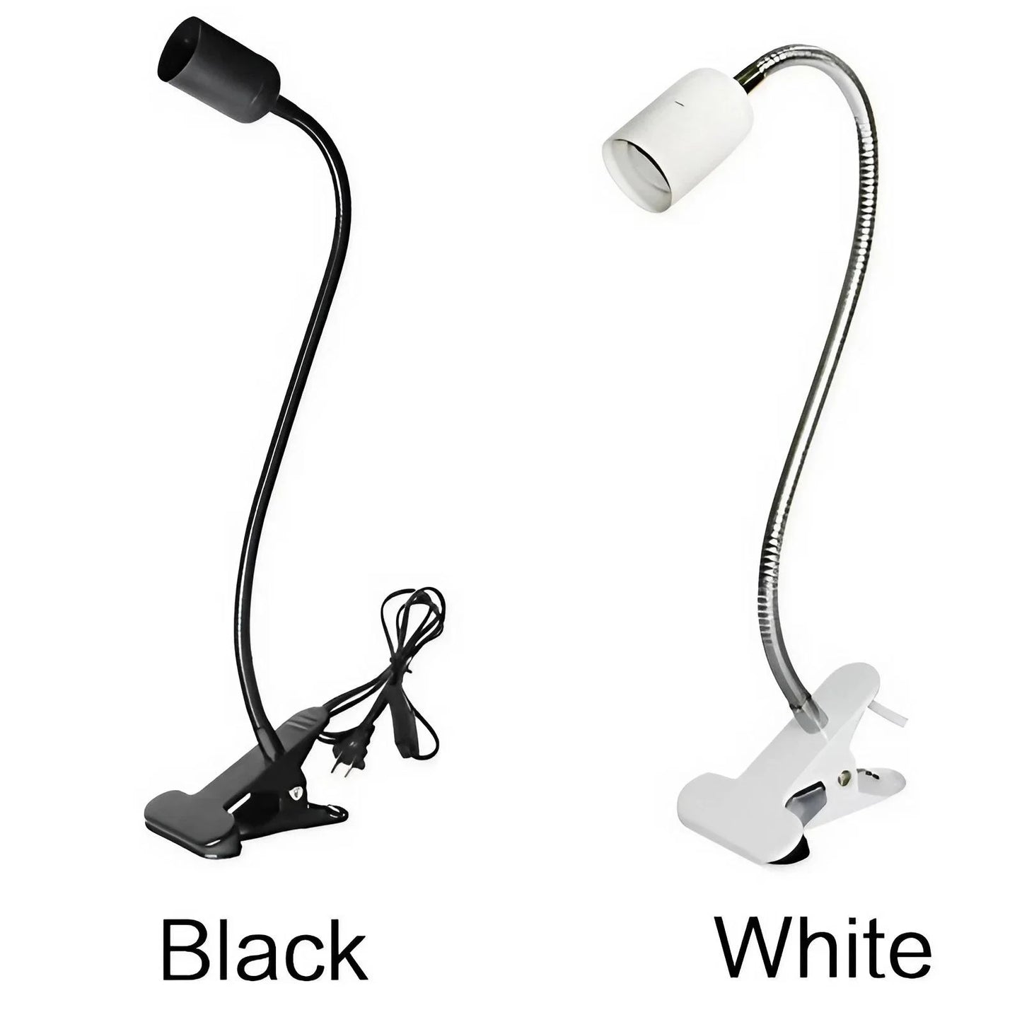 EU US Plug 360 Degree Flexible Desk Lamp Holder E27 Light Base Socket Gooseneck Clip-on Cable with Power On Switch for Home