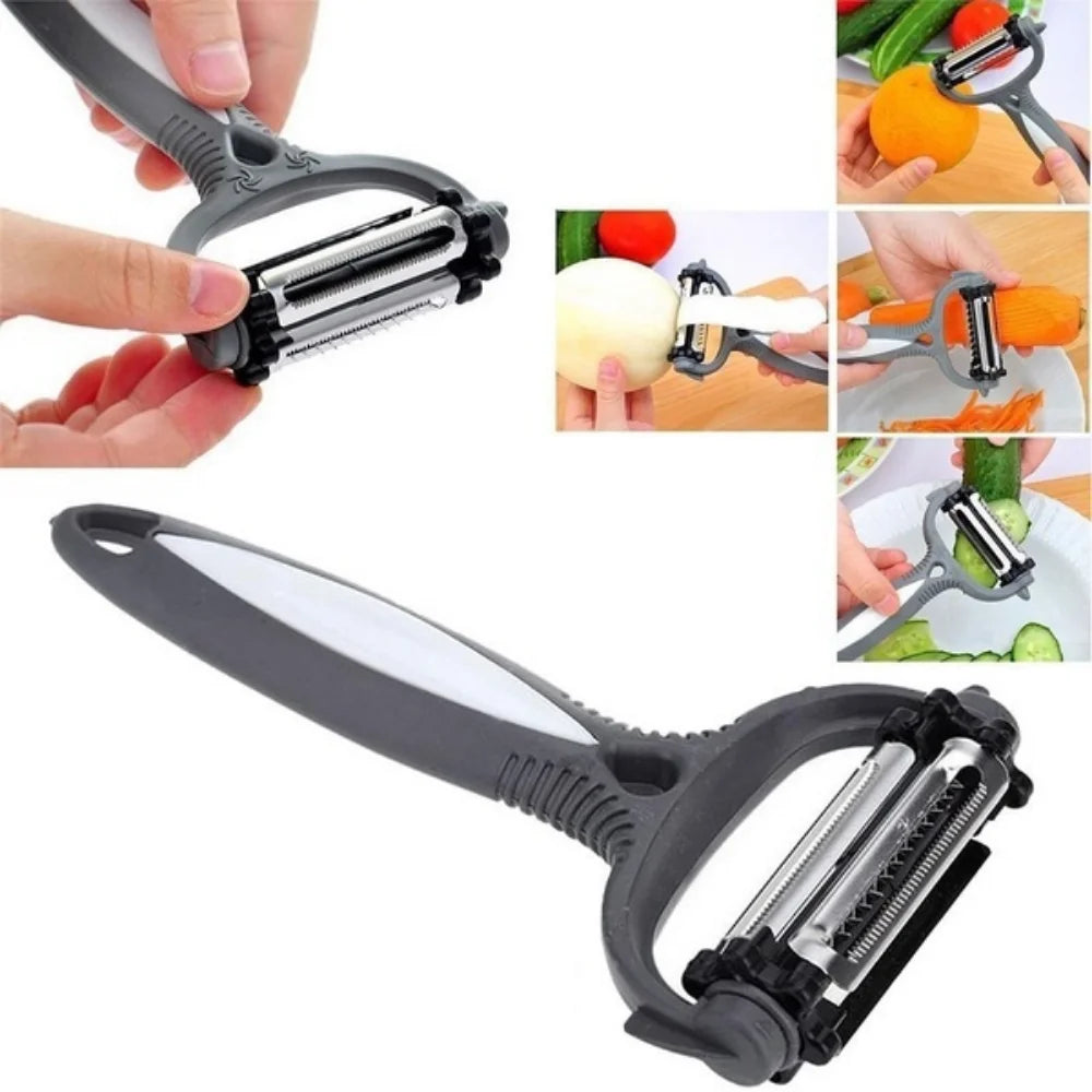 New Multifunctional 360 Degree Rotary Peeler Kitchen Tool 3 in 1 Rotary Fruit Vegetable Carrot Potato Peeler Cutter Slicer