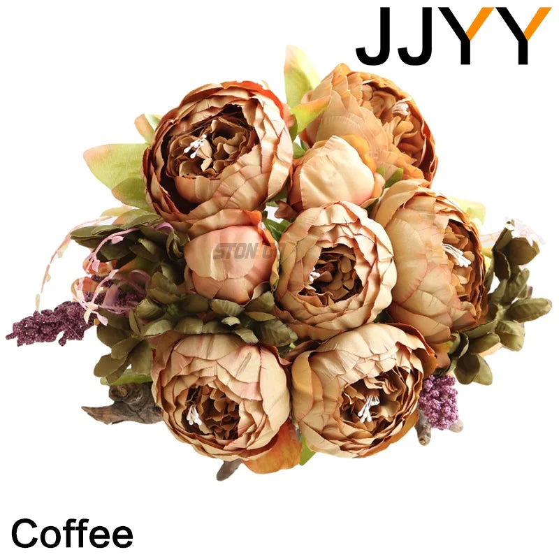 Artificial Flowers Bouquet 13 Heads European Style Peony Silk Flowers High Quality Plastic Flowers Fake Daisy Accessories