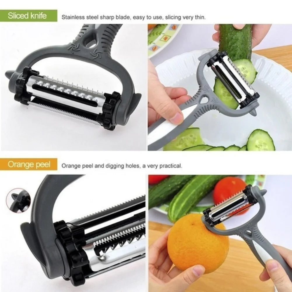 New Multifunctional 360 Degree Rotary Peeler Kitchen Tool 3 in 1 Rotary Fruit Vegetable Carrot Potato Peeler Cutter Slicer