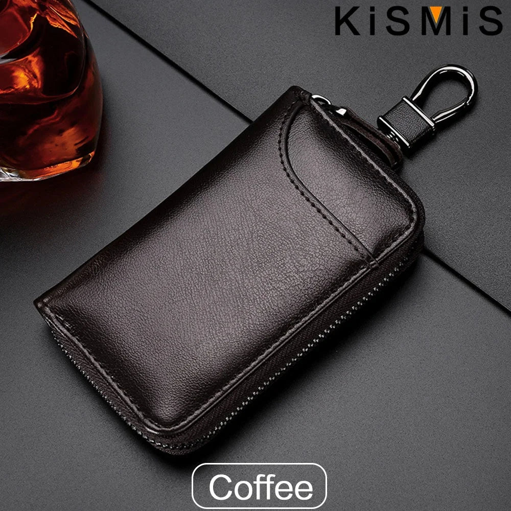 Genuine Leather KeyChain Unisex Key Bag Multifunction Organizer Wallet Holder Smart Housekeeper Car Small Key Case Keys Pouch