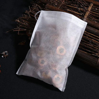 100 Pcs Disposable Tea Bags Filter Bags for Tea Infuser with String Heal Seal, Food Grade Non-woven Fabric Spice Filters