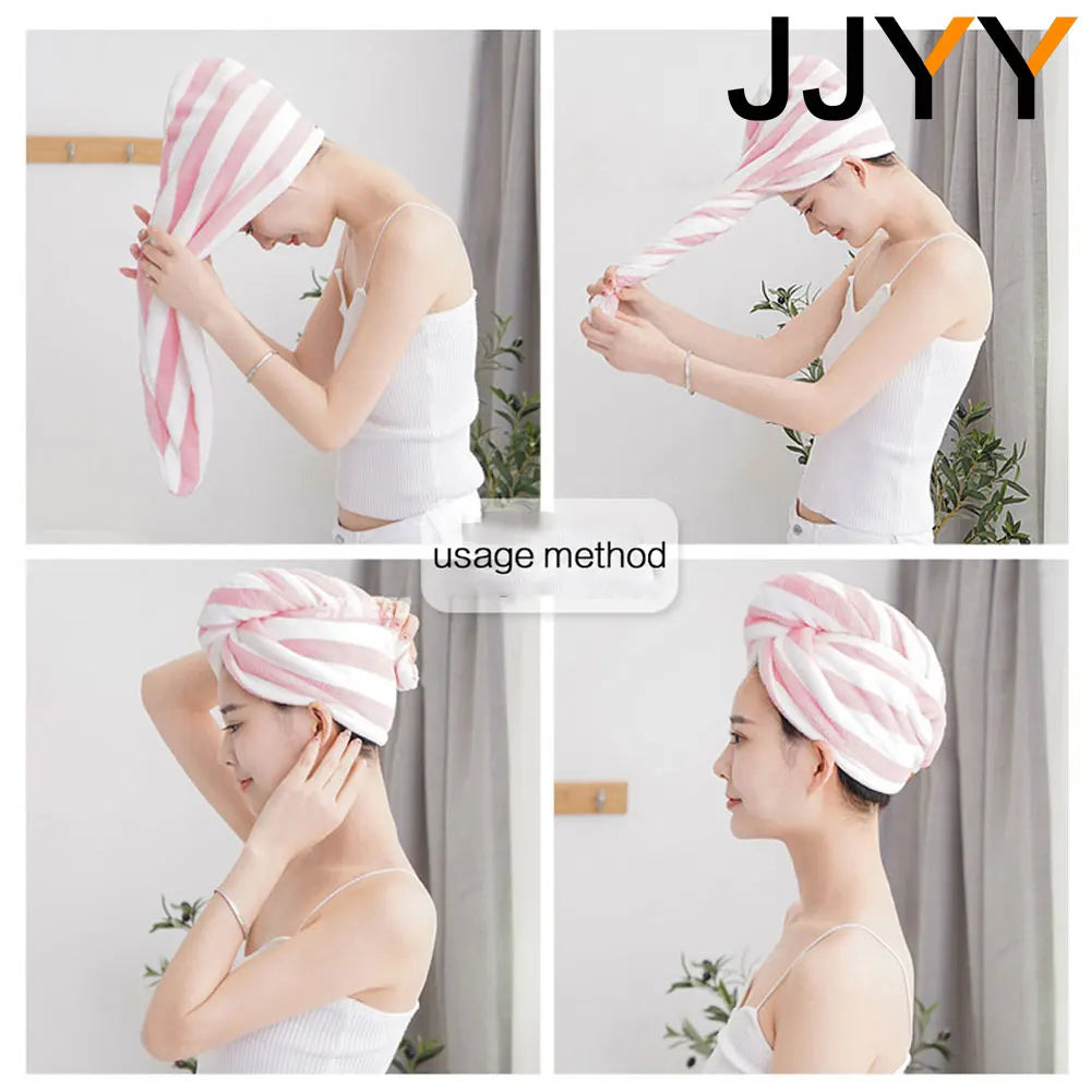 Hair Towel Wrap Fast Dry Hair Towel Super Absorbent Microfiber Coral Velvet Hair Drying Towel Quick Dry Hair Turban