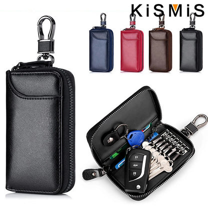 Genuine Leather KeyChain Unisex Key Bag Multifunction Organizer Wallet Holder Smart Housekeeper Car Small Key Case Keys Pouch