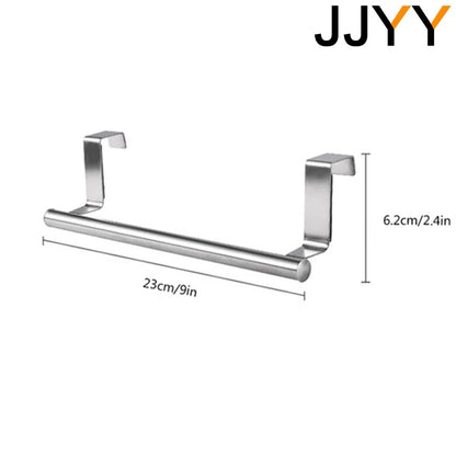 Stainless Steel Towel Bar Holder Kitchen Cabinet Cupboard Door Hanging Rack Bathroom Door Kitchen Storage Hanger