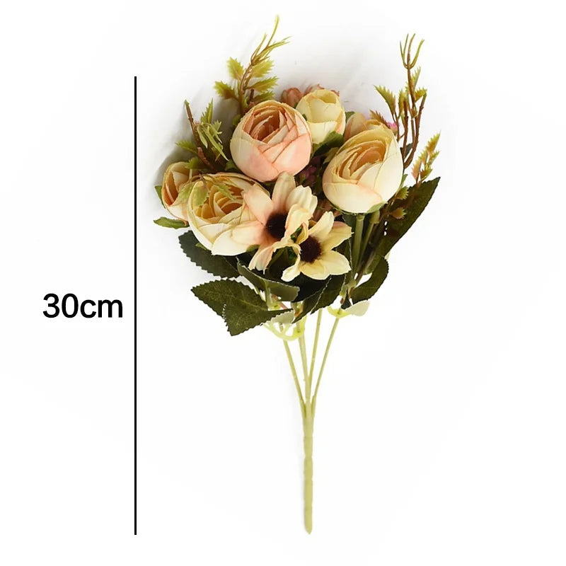 Artificial Flowers Bouquet 13 Heads European Style Peony Silk Flowers High Quality Plastic Flowers Fake Daisy Accessories