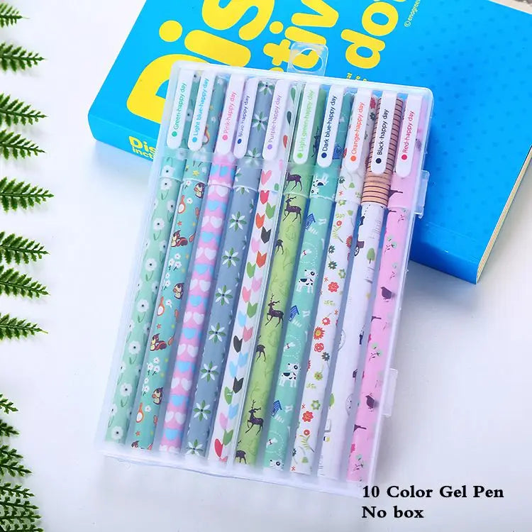 10 Pcs/Set Colored 0.38mm Ink Flamingo Unicorn Gel Pen Animal Starry Sky Kawaii Gel Pencils Office School Stationery Supplies