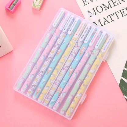 10 Pcs/Set Colored 0.38mm Ink Flamingo Unicorn Gel Pen Animal Starry Sky Kawaii Gel Pencils Office School Stationery Supplies