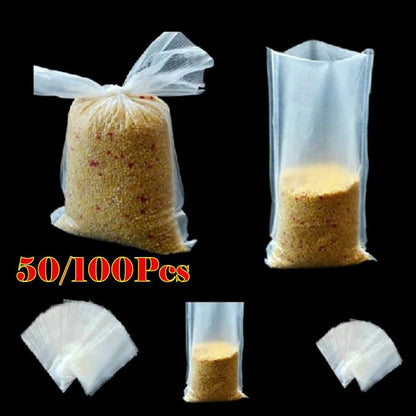 PVA Bags Available Carp Fishing Tackle PVA Bags Mesh For Carp Coarse Boilie Pellet Bait 7*14cm For Bait Throwing 50Pcs