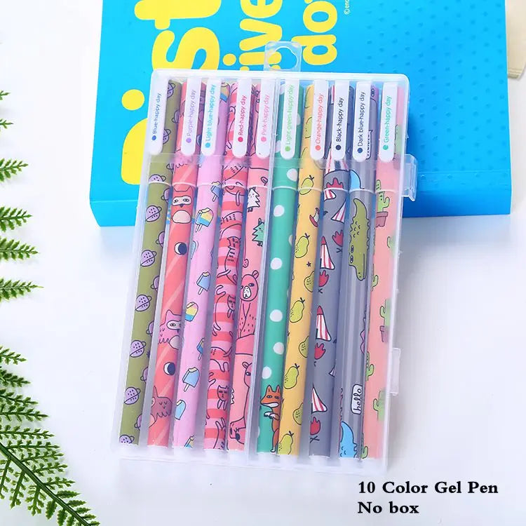 10 Pcs/Set Colored 0.38mm Ink Flamingo Unicorn Gel Pen Animal Starry Sky Kawaii Gel Pencils Office School Stationery Supplies