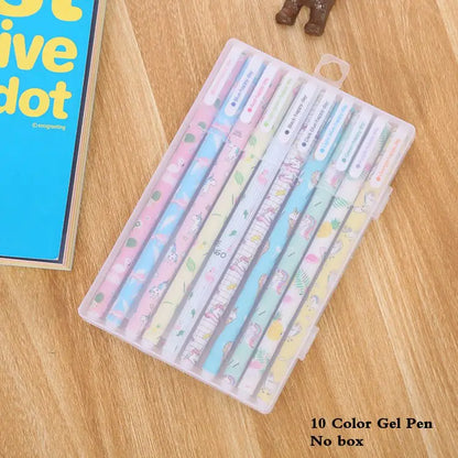 10 Pcs/Set Colored 0.38mm Ink Flamingo Unicorn Gel Pen Animal Starry Sky Kawaii Gel Pencils Office School Stationery Supplies