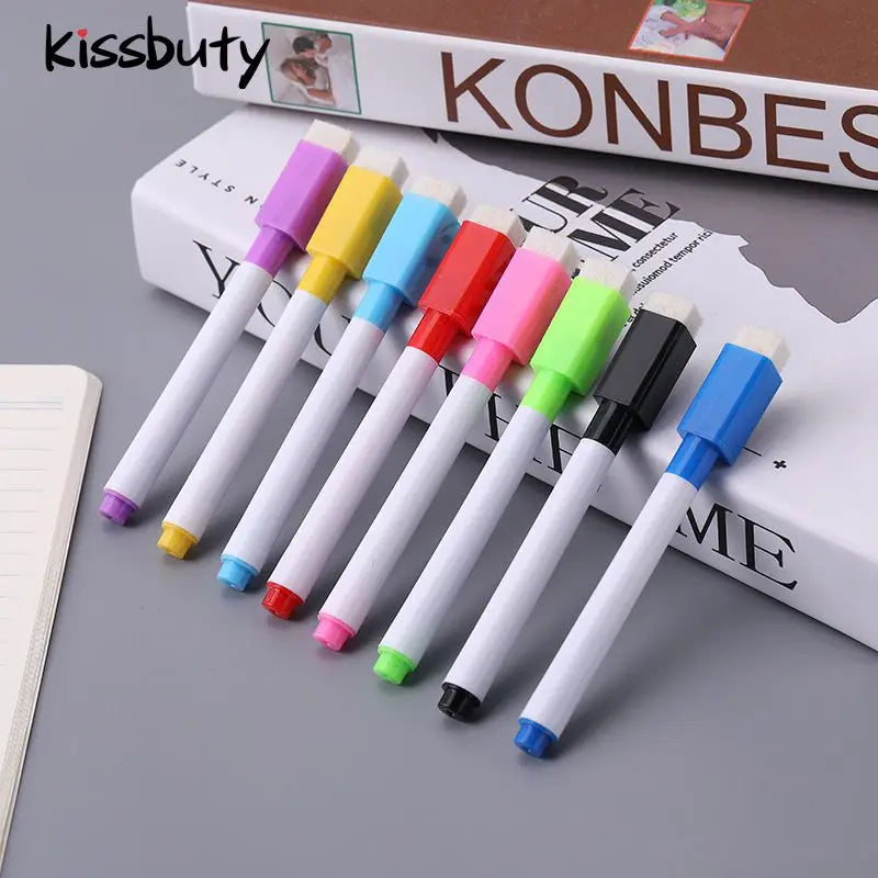 8 Colors Erasable Magnetic Whiteboard Marker Pen Blackboard Marker Chalk Glass Ceramics Office School Art Marker Stationery