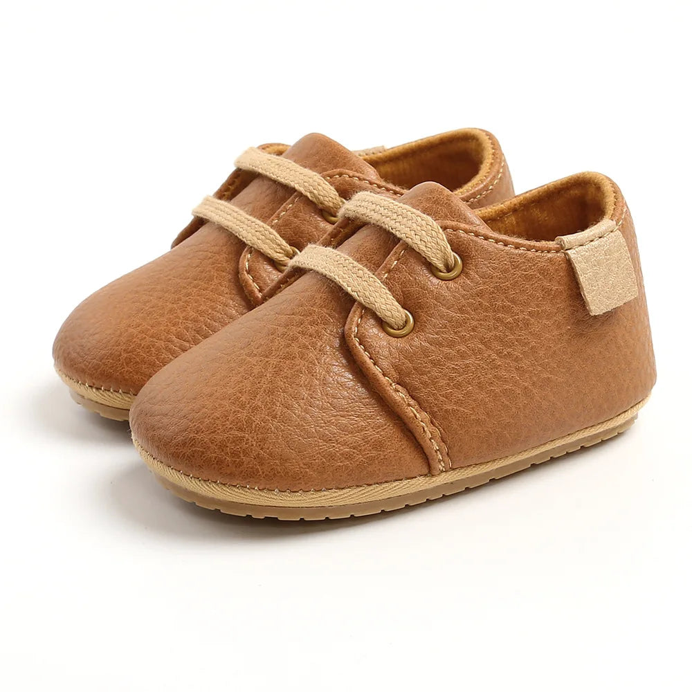 Baby Shoes Retro Leather Boy Girl Shoes Multicolor Toddler Rubber Sole Anti-slip First Walkers Infant Newborn Moccasins