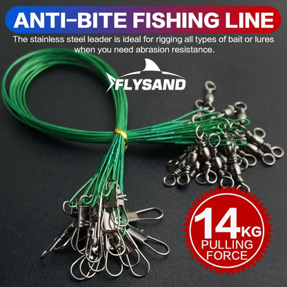 Fishing Wire Leaders Stainless Steel Nylon-Coated Fishing Line Wire Leaders Anti-Bite Fishing Line 20Pcs/Bag