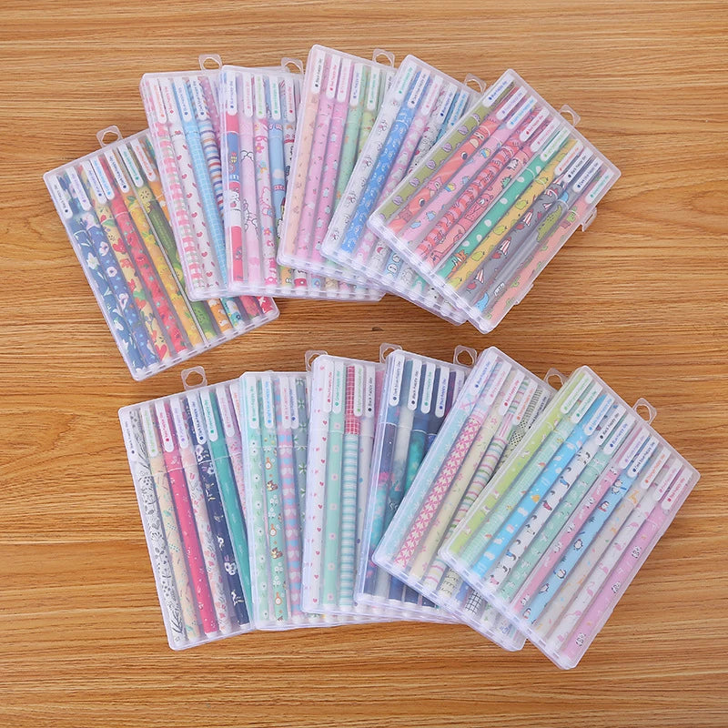 10 Pcs/Set Colored 0.38mm Ink Flamingo Unicorn Gel Pen Animal Starry Sky Kawaii Gel Pencils Office School Stationery Supplies