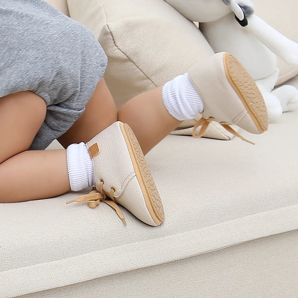 Baby Shoes Retro Leather Boy Girl Shoes Multicolor Toddler Rubber Sole Anti-slip First Walkers Infant Newborn Moccasins