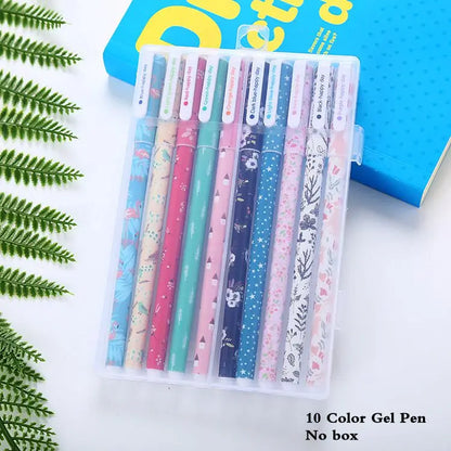 10 Pcs/Set Colored 0.38mm Ink Flamingo Unicorn Gel Pen Animal Starry Sky Kawaii Gel Pencils Office School Stationery Supplies