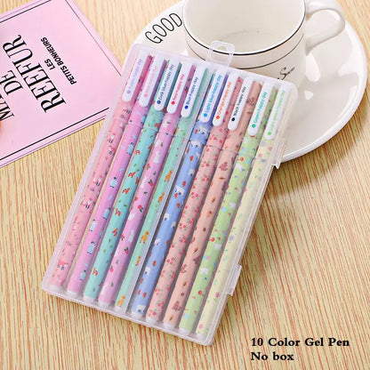 10 Pcs/Set Colored 0.38mm Ink Flamingo Unicorn Gel Pen Animal Starry Sky Kawaii Gel Pencils Office School Stationery Supplies