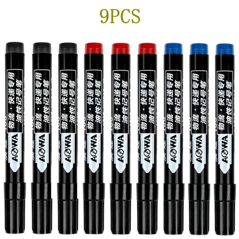 3/9pcs Permanent  Paint Marker Pen Waterproof Black Pen for Tyre Oily Markers Quick Drying Signature Pen Stationery Supplies