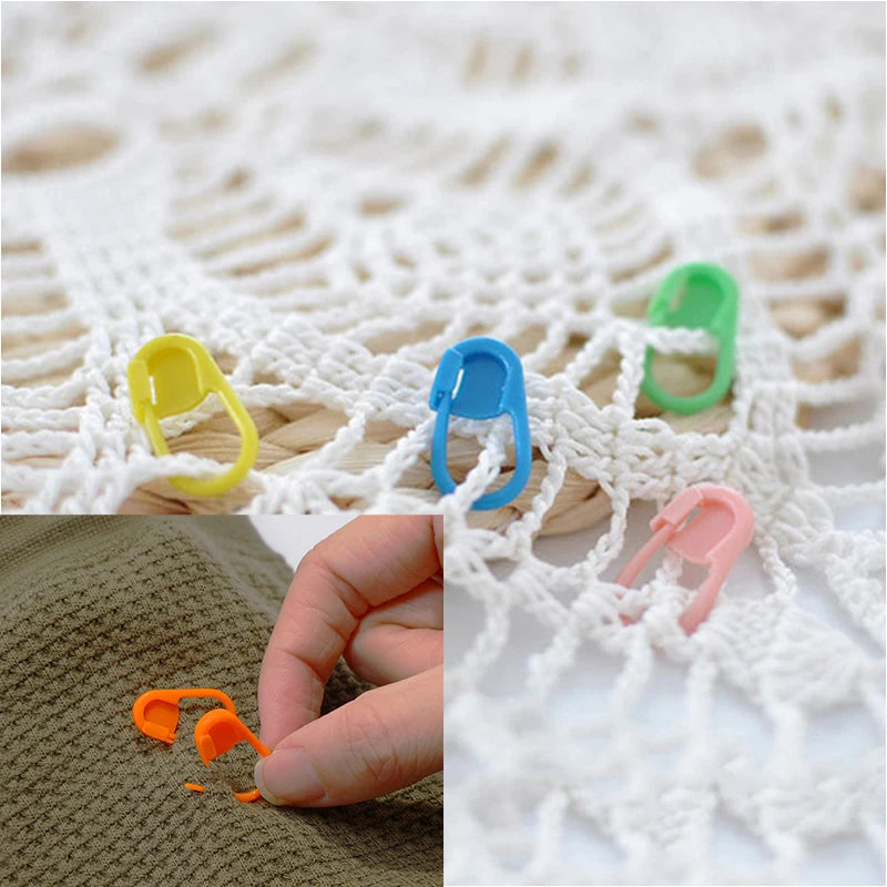 1Set Plastic Knitting Crochet Markers Locking Stitch Needle Clip Markers Ring Sewing Accessories for DIY Weaving Knitting Tools