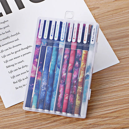 10 Pcs/Set Colored 0.38mm Ink Flamingo Unicorn Gel Pen Animal Starry Sky Kawaii Gel Pencils Office School Stationery Supplies