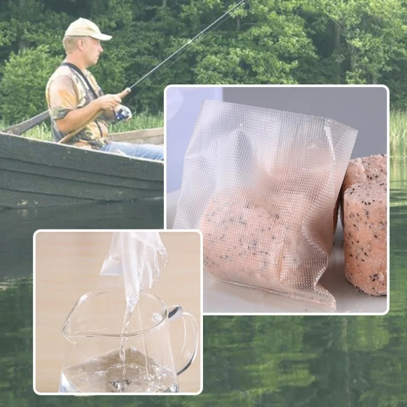 PVA Bags Available Carp Fishing Tackle PVA Bags Mesh For Carp Coarse Boilie Pellet Bait 7*14cm For Bait Throwing 50Pcs