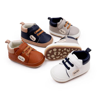 Meckior 2024 New Arrivals Baby Boys Girls PU Leather Sports Shoes Casual Rubber Bottom Anti Slip Toddler Shoes First Walkers