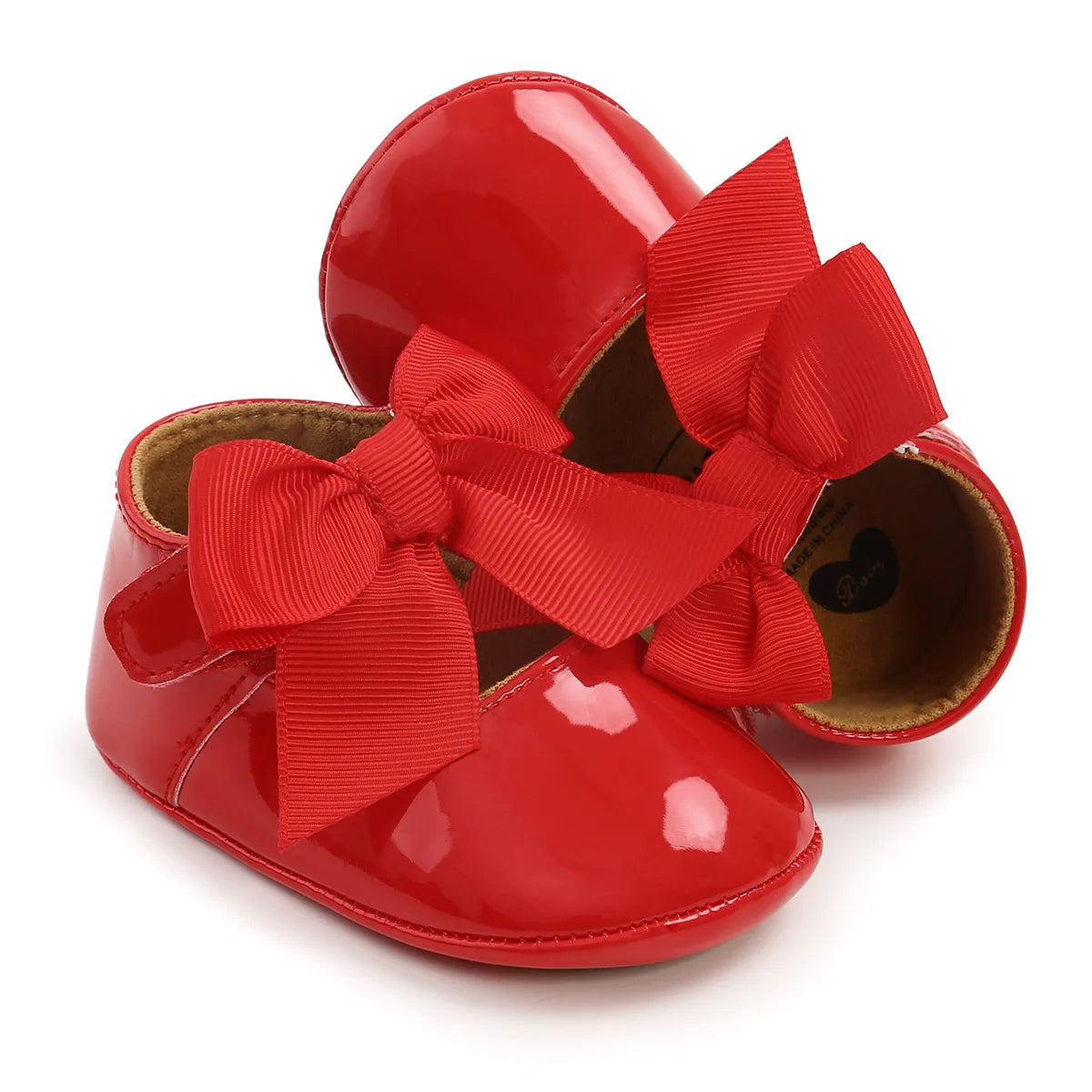 Meckior Baby Shoes Bowknot Rubber Sole Anti-slip PU Ballet Slippers Baby Girl Dress Shoes First Walker Toddler Crib Shoes