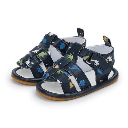 Meckior Baby Boys Sandals Toddler Grey Flats Non-slip Rubber Sole Baby Beach Sandals Crib First Walker Summer Baby Shoes