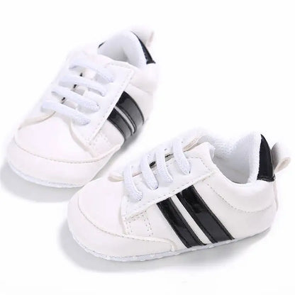 Meckior Baby Sneakers Classical Sport Soft Sole PU Leather Shoes Streaks Multi-Color First Walker Newbor Baby Boy Girl Shoes