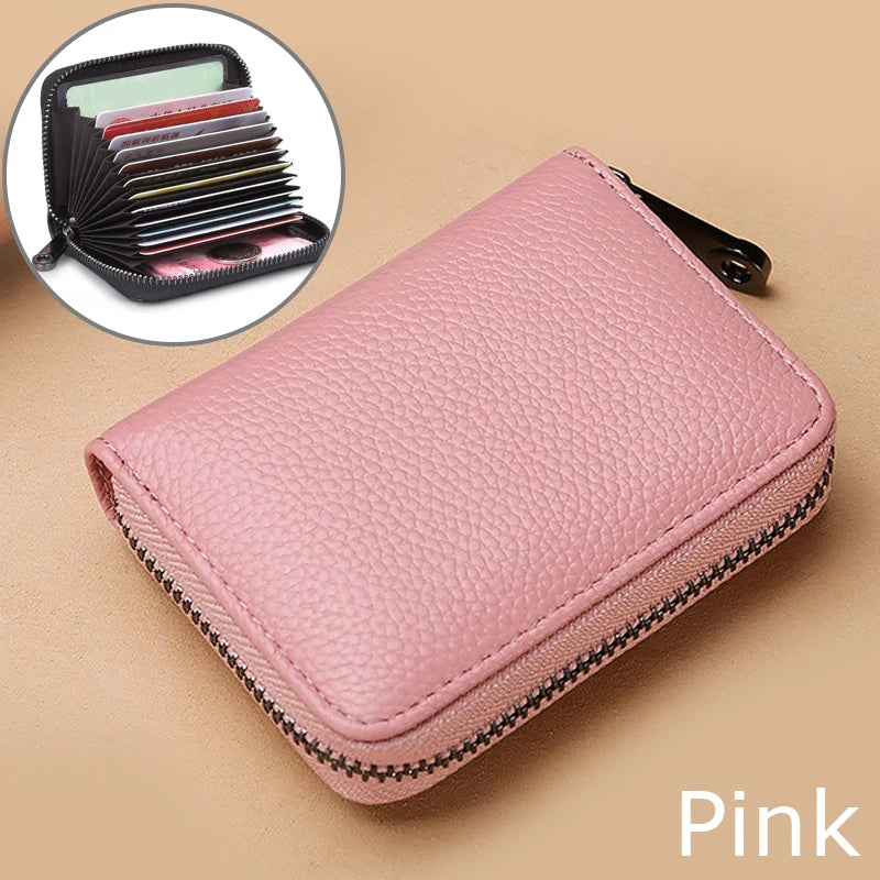 1PC Women Men Leather 26 Slots ID Credit Card Holders RFID Blocking Wallet Case Pocket Bag