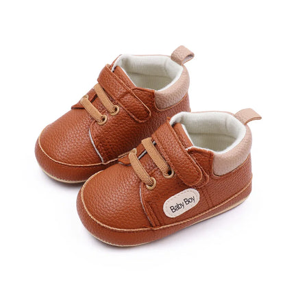 Meckior 2024 New Arrivals Baby Boys Girls PU Leather Sports Shoes Casual Rubber Bottom Anti Slip Toddler Shoes First Walkers