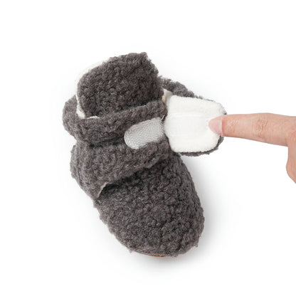 Meckior Baby Fleece Booties Infant Baby Slippers Girls Boys Non-Slip Soft Sole Baby Socks Newborn First Walkers Warm Crib Shoes