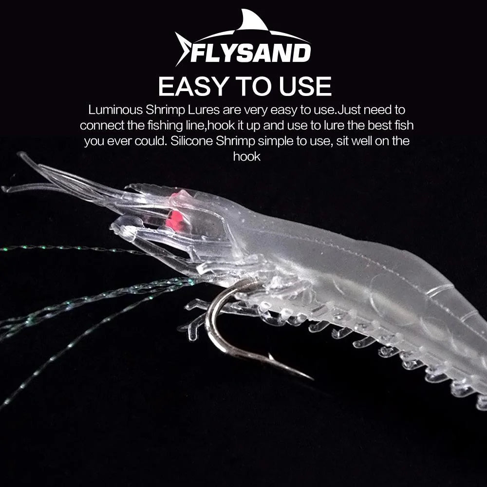 Shrimp Lure with Hooks Luminous Soft Fishing Lures Shrimp Bait Silicone Enticement Tackle Baits FlySand Fishing Tool