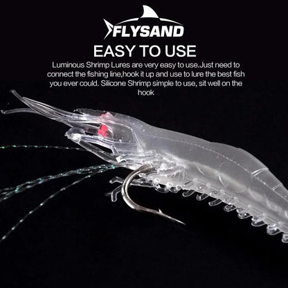 Shrimp Lure with Hooks Luminous Soft Fishing Lures Shrimp Bait Silicone Enticement Tackle Baits FlySand Fishing Tool