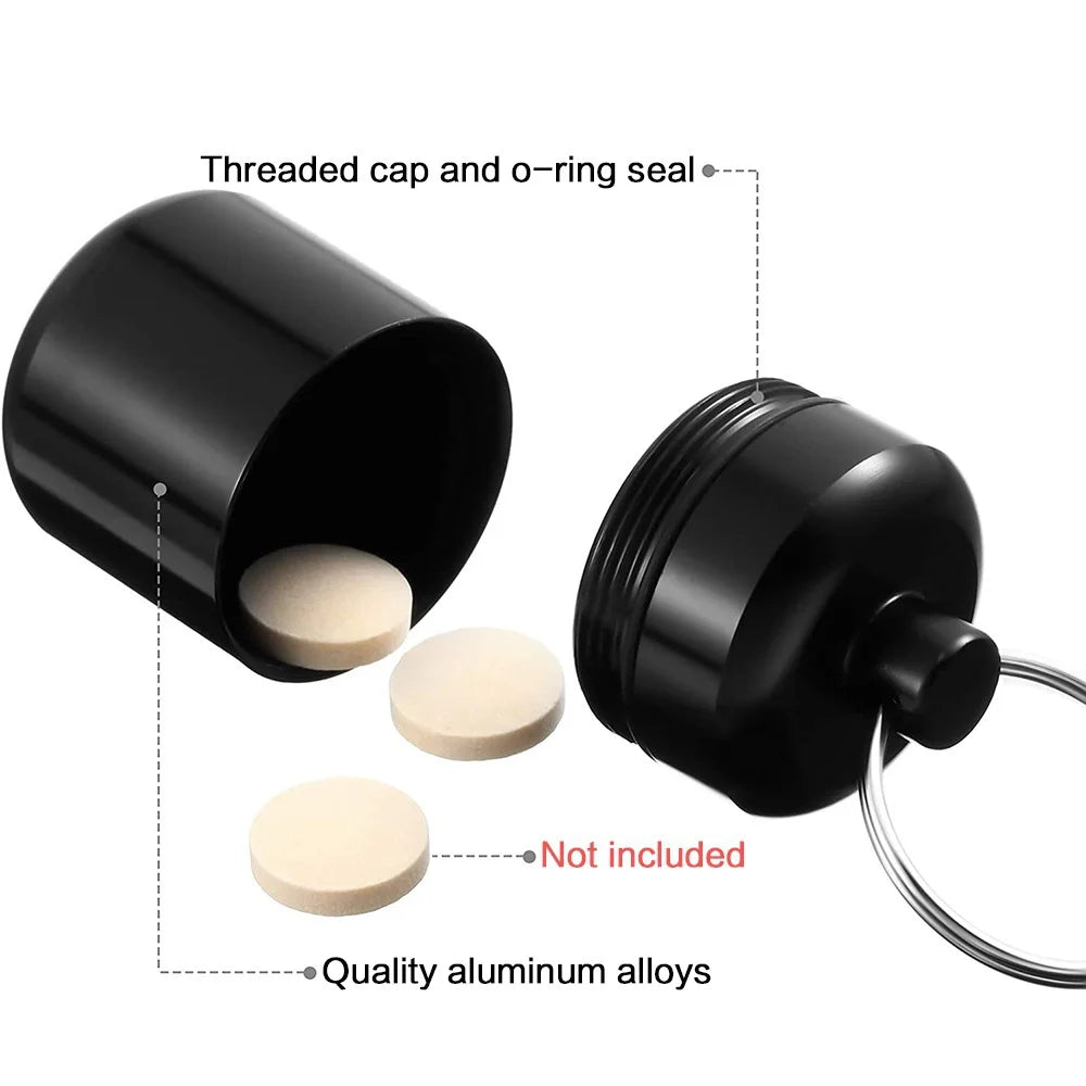 Aluminum Alloy Pill Keychain Holder Small Pill Box Pill Case Waterproof Pill Organizer Stonego Portable Pill Holder Keychain