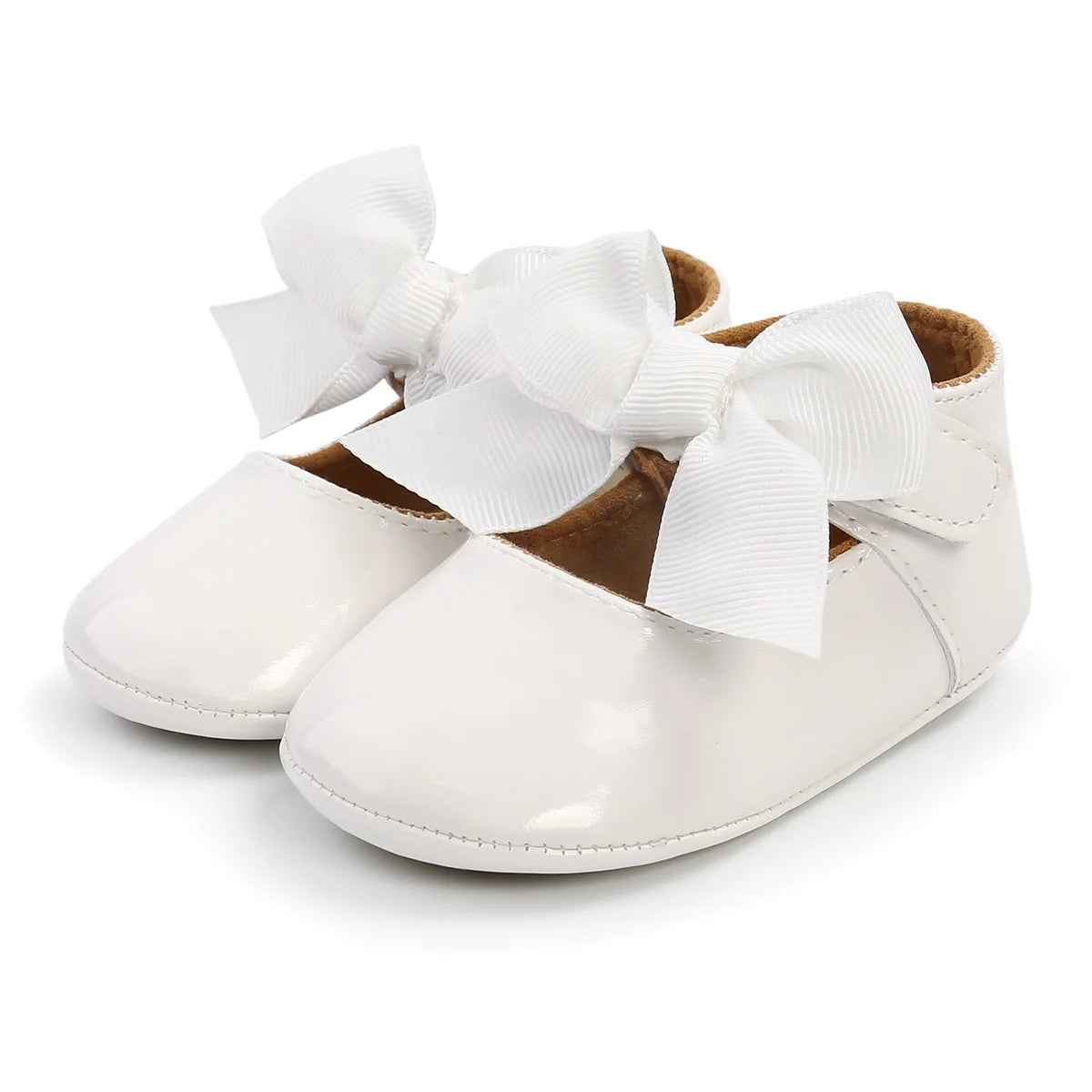 Meckior Baby Shoes Bowknot Rubber Sole Anti-slip PU Ballet Slippers Baby Girl Dress Shoes First Walker Toddler Crib Shoes