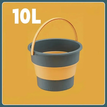 5/10L Folding Portable Bucket with Cover Car Wash Fishing Bathroom Tool Silicone Bucket Outdoor Camping Household Supplies