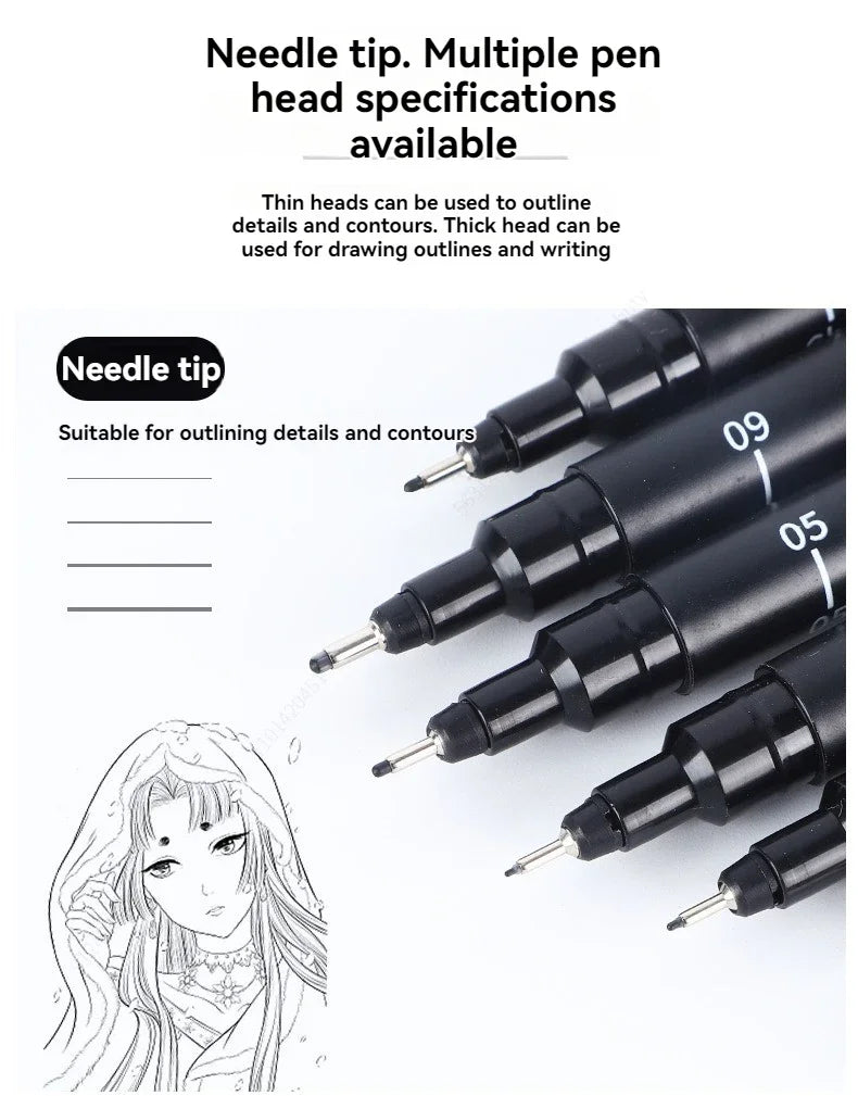 Black Micro Pens,15 Sizes,Waterproof Archival Ink,Fine Point Pen for Artist Illustration,Sketching,Anime,Manga Technical Drawing